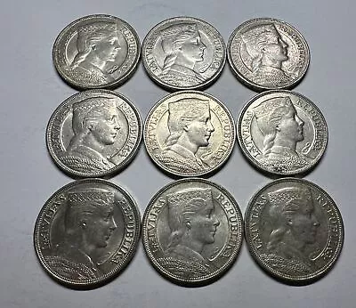 Lot Of Nine (9) 1931 Latvia 5 Lati Silver Foreign Coins • $269.99