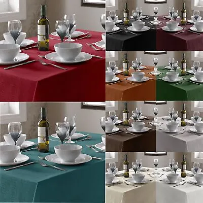 Modern Select Plain Linen Look Hard Wearing Easy Care Table Cloths And Runners • £11.32