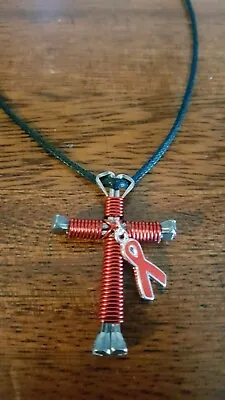 Awareness Ribbon Red Horseshoe Nail Cross Necklace Buy 4 Get 1 FREE!! • $8.99