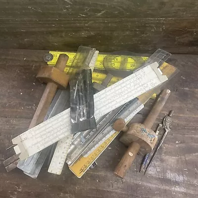 Job Lot: Mixed/various Marking Out Tools. Guages Squares Rulers. Carpentry. • £0.99