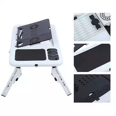 $20.59 • Buy Adjustable Laptop Stand Foldable Table With USB Computer Fan Study Bed Portable
