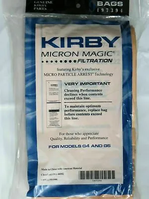 9 Kirby Vacuum Cleaner Bags G3 G4 G5 G6 Ultimate G G7 G7d Micron Magic 197394 • $17.99