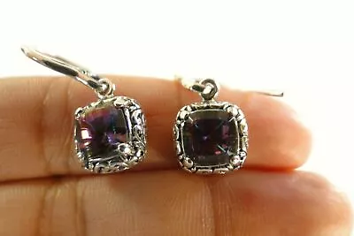 Square Mystic Topaz Solitaire 925 Sterling Silver Dangle Drop Earrings • $69