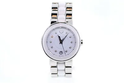 Movado 0606540 CERENA Stainless Steel & Ceramic Diamond Accented Watch • $359.20