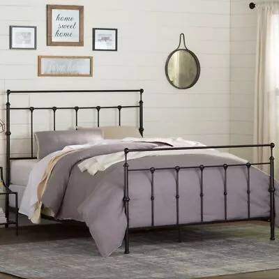 Mahogany Gold Metal Bed Frame Twin Full Queen King Headboard Footboard Rails • $415.90