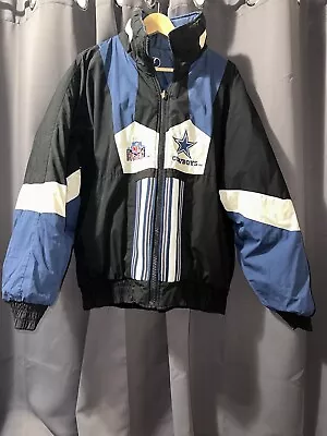 Vintage Dallas Cowboys Pro Player Reversable Full Zip Jacket Size M Winter Coat • $80