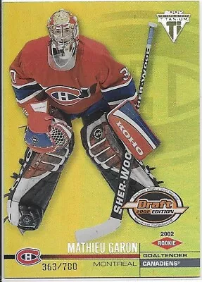 2001-02 Private Stock Titanium Draft Edition MATHIEU GARON Rookie Card #138 • $5.60