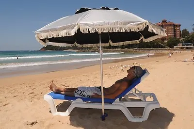 $109 • Buy SUPER COOL Beach Umbrella: Silver BestUV Top&black Under, Air VentSANDLOK Anchor