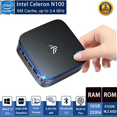 Kamrui 4K Mini PC Intel 12th Alder Lake N100 Windows 11 HDMI 16GB+512GB WiFi 5G • $195.49