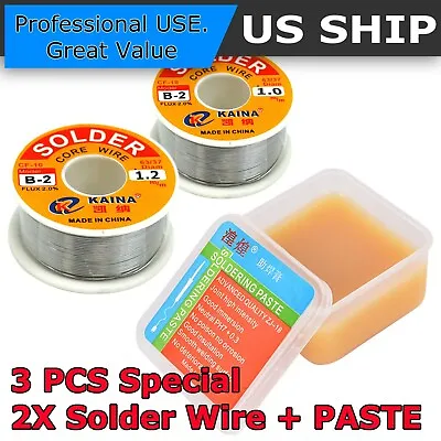 3X 60-40 Tin Rosin Core Solder Wire Electrical Soldering Sn60 Flux 1.2mm 1.0mm • $9.79