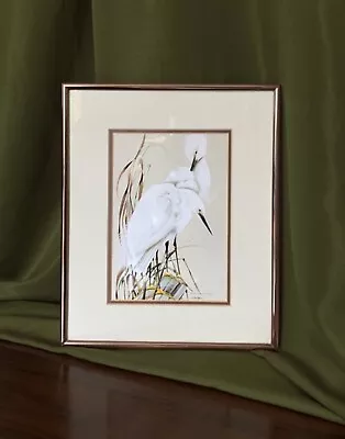 Beautiful Vintage Egret Art LaMay Lithograph Print • $47.25