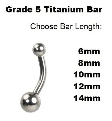 £2.20 • Buy TITANIUM Plain Belly Bar Small Steel Balls - Length: 6mm 8mm 10mm 12mm 14mm 16mm