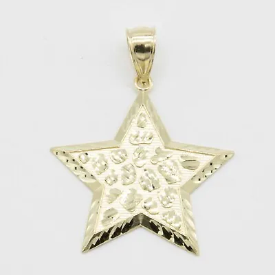 Nugget Star Shaped Diamond Cut Pendant Real 10K Yellow Gold All Sizes • $329.99