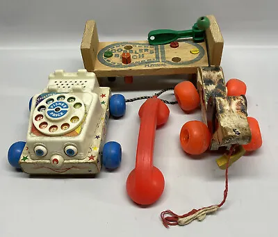 Lot Of 3 Vintage Toys Telephone Puppy Cobblers Bench Works • $47.49