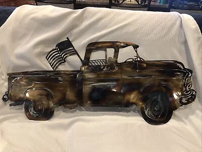 METAL WALL ART Old Time Chevrolet Pickup With American Flag • $50