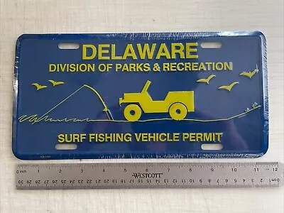 Vintage Delaware Surf Fishing Vehicle Permit License Plate Topper Jeep (Sealed) • $40