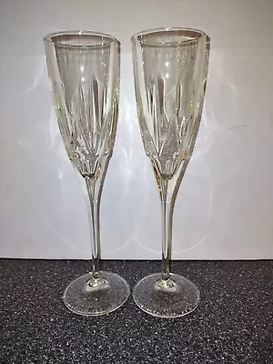$16 • Buy Pair Of Vintage Crystal Champagne Flutes. Signed