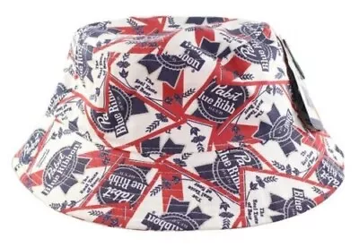 Pabst Blue Ribbon Beer Red White Blue Cotton Floppy Bucket Hat PBR New With Tags • $24.99