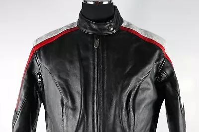 Victory Leather Motorcycle Jacket Size Large Very Nice Ladies Red White Black • $125