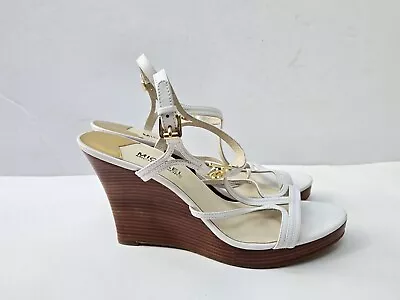 NEW MICHAEL Michael Kors Womens White Leather Upper Wedge Sandals Shoes Sz- 9.5 • $39.95