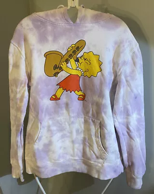 $14.99 • Buy The Simpson’s Sweatshirt Lt Purple Tie-Dye Lisa Trombone Hoodie Small Unisex