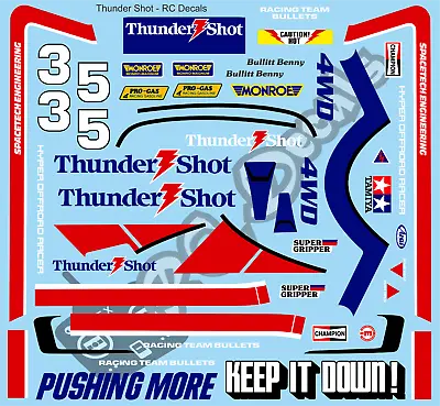 Vintage Thunder Shot Decals / Stickers Choice Of Colour - Tamiya Schumacher • £16.50