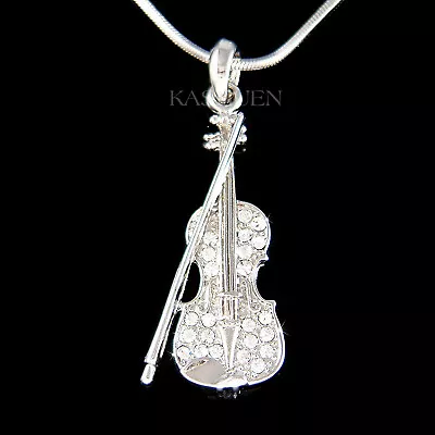 VIOLIN Made With Swarovski Crystal CELLO VIOLA Fiddle MUSIC Musical Necklace NEW • $43