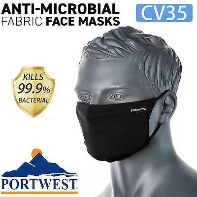 PORTWEST Face Mask Triple Layer Unisex Reusable Washable Masks CV35 Microbial AU • $1