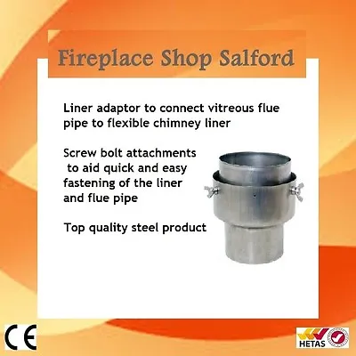 125mm To 150mm Chimney Liner To Steel Flue Pipe Adapter 5 Inch To 6  WITH BOLTS • £39.99