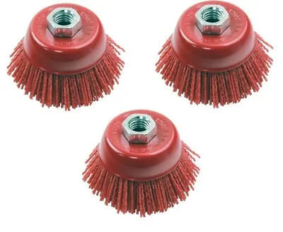 £11.95 • Buy 3x 75mm Nylon Filament Abrasive Wire Cup Brush Metal Polishing Rust Removal 2131