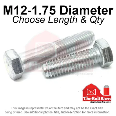 M12-1.75 Class 10.9 Hex Cap Screws Bolts COARSE Thread Zinc (Pick Length & Qty) • $10.45