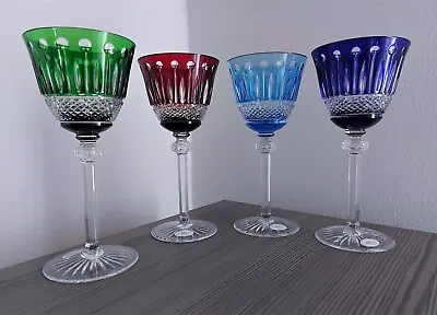 4pc Ajka Crystal Faberge Design XÉnia Wine  Goblets Hand Cut Crystal • $440