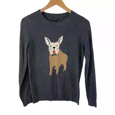 J Crew Womens French Bulldog Crew Neck Sweater Gray Size XS • $28.79