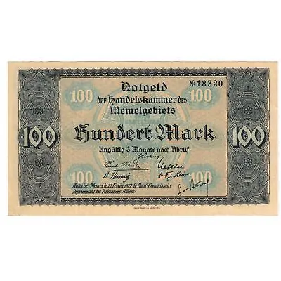 [#629683] Banknote Memel 100 Mark 1922 1922-02-22 KM:9 UNC • $505.70