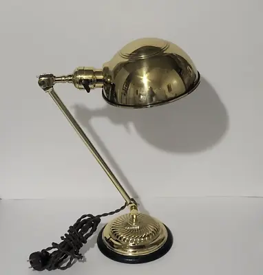 Faries OC White Antique Industrial Brass Pharmacy Desk Lamp Adjustable Restored • $185