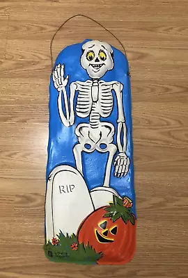 Vintage 1977 Artform Vacuform Halloween Skeleton Pumpkin Plastic Decor 24  • $24.99