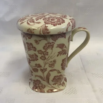 £19.99 • Buy Past Times Ceramic Floral Pattern Mug With Lid Pink/cream
