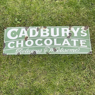Porcelain Enamel Advertising Sign Cadburys Chocolate Mancave Display Collectable • £155