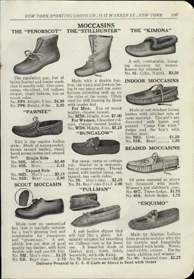 1916 PAPER AD Vintage Moccasins Esquimo Made By Eskimo American Indian Seal Skin • $19.99