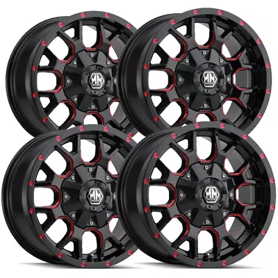 (4) Mayhem 8015 Warrior 20x9 8x6.5 /8x170 +18mm Black/Red Wheels Rims 20  Inch • $919.96