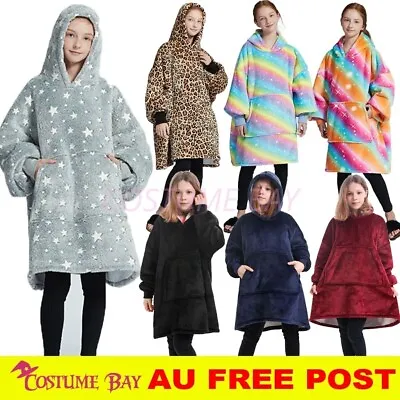 Adult Kids Blanket Hoodie Ultra Plush Comfy Giant Sweatshirt Fleece Warm Hooded • $27.95