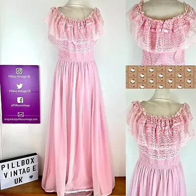 Pronuptia Vintage Bridesmaid Dress Size U.K. 10 Pink Lace Prairie Bridgerton • £34.31