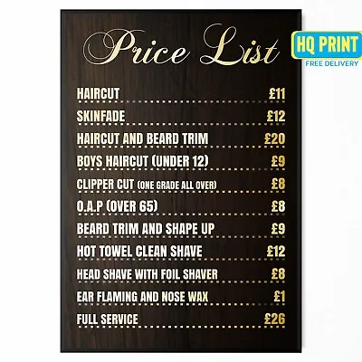 Barber Shop Salon Advertising Price List Sign Board Poster - A5 A4 A3 A2 A1 • $44.51