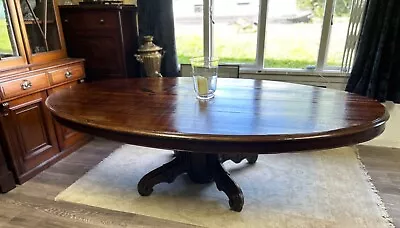 Impressive Antique 19th Century Oak Plank Top Pedestal Dining Table • £575