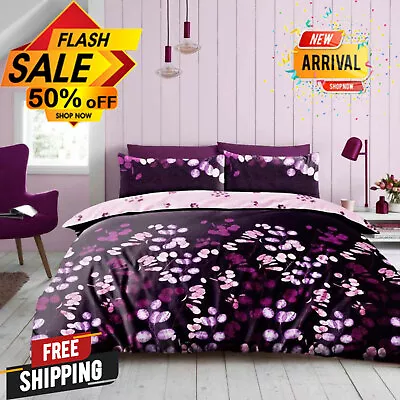 4Pc Duvet Cover Set Reversible Printed Bedding Quilt In Single Double King Size • £13.99