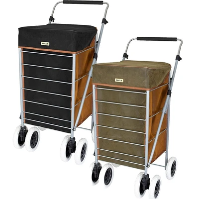 6 Wheels Lightweight Shopping Trolley Cart Strong Large Basket Grocery 54L • £49.99