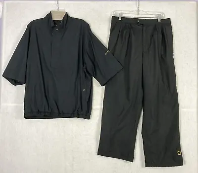 FootJoy DryJoys Jacket Pants Mens M Rain Lined Zip Waterproof 20404 S/S Black • $124.99