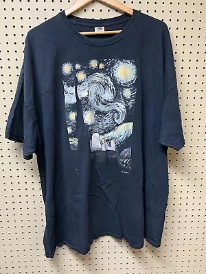 Snoopy Van Gogh Starry Night T Shirt Size 3x 4x? Black Short Sleeve • $12.99