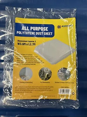 Large Polythene 2.7m X 3.6m Dust Sheet Cover DIY Decorators Painting Furniture • £2.79