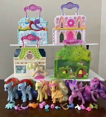 My Little Pony 4 Carry Along Foldout Play Sets W/Ponies & Accessories • $31